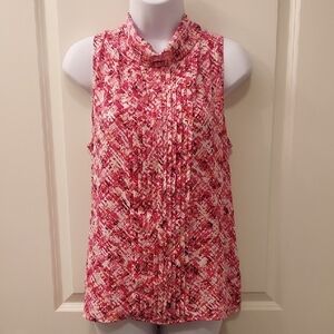 Karl Lagerfeld Pink and White Sleeveless Blouse